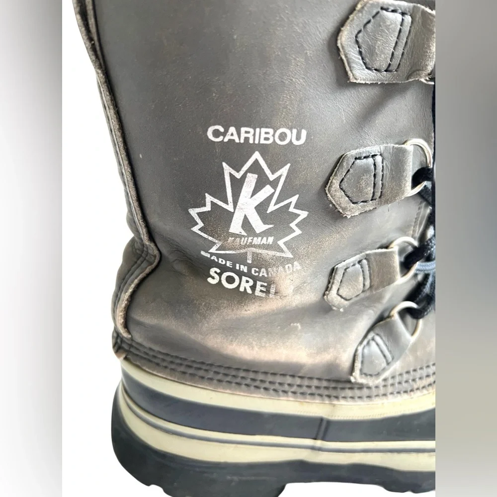 Sorel Caribu Boot Grey Leather Black Rubber Removable Wool 
Lining Canada 8 - Picture 4 of 11